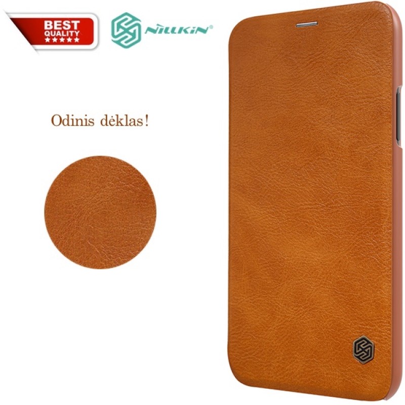 Odinis atverčiamas dėklas rudas qin (IPHONE X/XS) Odinis atverčiamas dėklas rudas qin (IPHONE X/XS)
